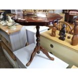 (2102) Modern mahogany finish tripod wine table