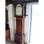 Georgian inlaid mahogany long cased clock with painted dial