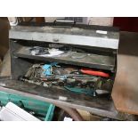 (2459) Small metal toolbox with contents of hand tools