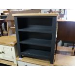 (44) Light oak and dark grey finish open bookcase