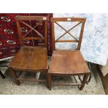 Pair of late Georgian ash dining chairs