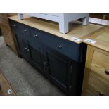 (29) Light oak finish top and dark grey sideboard with 2 drawers and 3 cupboards