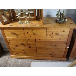 Modern pine bedroom chest of seven drawers