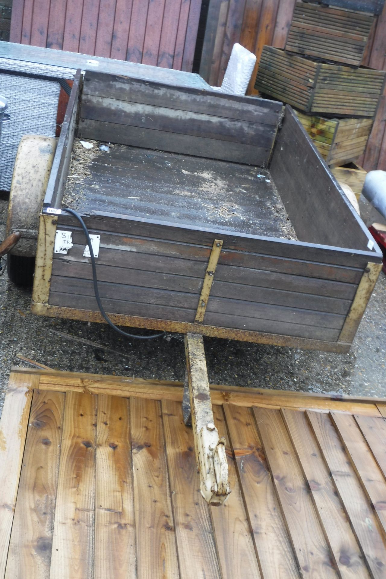 Wooden 2 wheeled trailer with integral lighting