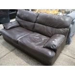 Brown leather 2 seater sofa