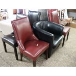 Quantity of restaurant furniture incl. 2 pairs of leatherette upholstered and studded dining chairs,