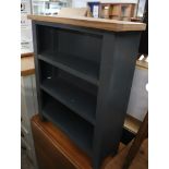 (44) Light oak and dark grey open bookcase