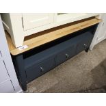 (1) Light oak and dark grey low side table with 3 drawers