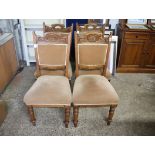 Set of 4 carved walnut and upholstered dining chairs