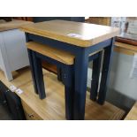 (15) NEst of 2 light oak and dark grey coffee tables