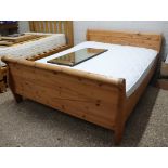 Modern sleigh king size pine bed with mattress