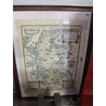 Framed and glazed Pratts High Test plan of Scotland, 'A curious yet authentic plan setting forth the