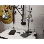 Pair of laboratory style tube clamp desk lights