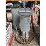 2 galvanized poultry feeders