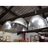 3 spun aluminium industrial light shades