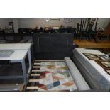 Grey velveteen single bed frame