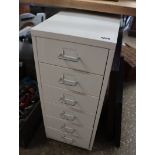 Modern white metal multi drawer pedestal on castors