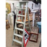 Pale green painted 6 tread decorators ladder