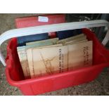 Small crate containing cigarette card albums
