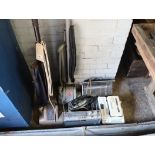 Collection of vintage household appliances incl. 2 Hoover vacuum cleaners, 2 electric irons,
