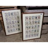Pair of framed and glazed cigarette card sets depicting golfers