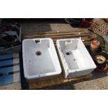 (1083) 2 ceramic butler style sinks