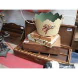 Quantity of wooden items incl. storage boxes, cigar boxes, letter rack and crackle glazed basket