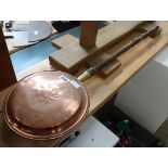 Copper and brass bed warming pan