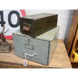 2 vintage metal filing boxes