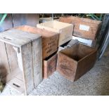 Collection of 8 various wooden crates