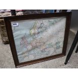 Framed and glazed map of European industries and communications by The Amalgamated Press Ltd.,