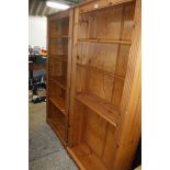 Pair of pine bookcases