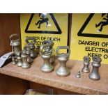 Collection of 14 various sized brass butchers weights