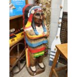 Carved wooden floor standing American Indian