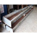 Set of 3 long galvanized water troughs