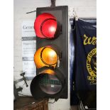 Set of traffic lights modified to be powered by a 240v, 3 pin plug