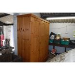 (2113) Pine 3 door wardrobe with drawers under