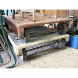 2 industrial wooden platform trolleys
