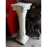 White painted column plant stand