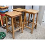 3 wooden laboratory stools