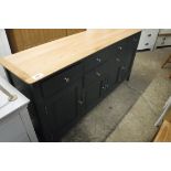 (34) Blue oak top 4 door 6 drawer sideboard