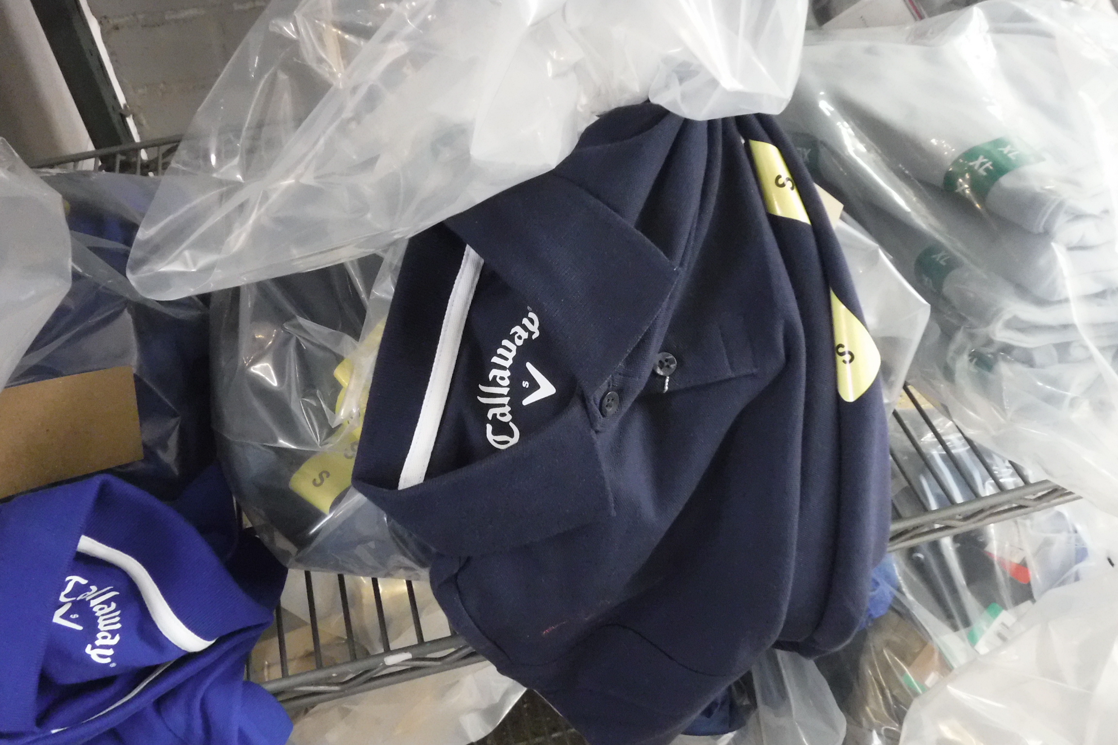 Bag containing 12 gents Callaway shirts in navy blue