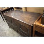 Oak lift top style trunk with 2 drawers under