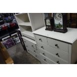 White chest of 2 over 4 drawers with matching 3 drawer chest and bookcase