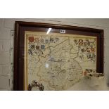 Framed map of Cambridgeshire