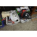 3 boxes of mixed hardware items incl. electric fan, plumbing items, ceiling lights, etc.