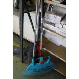 Grass rake with 2 yard brushes