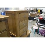 (4) Oak 3 drawer bedside table
