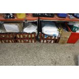 Large under bay of commercial cleaning equipment incl. tea sponges, mop heads, mop poles, disposable