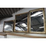 3 various gilt framed rectangular mirrors